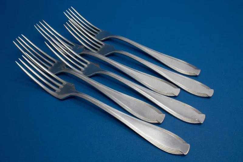 6 Tafelgabeln von WMF Faden, versilberte Gabeln
