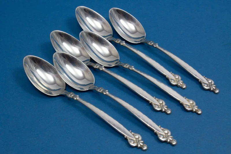 6 Silberlöffel für Mokka, 800er Silber, Espressolöffel von Wilkens, Schloss Kronborg