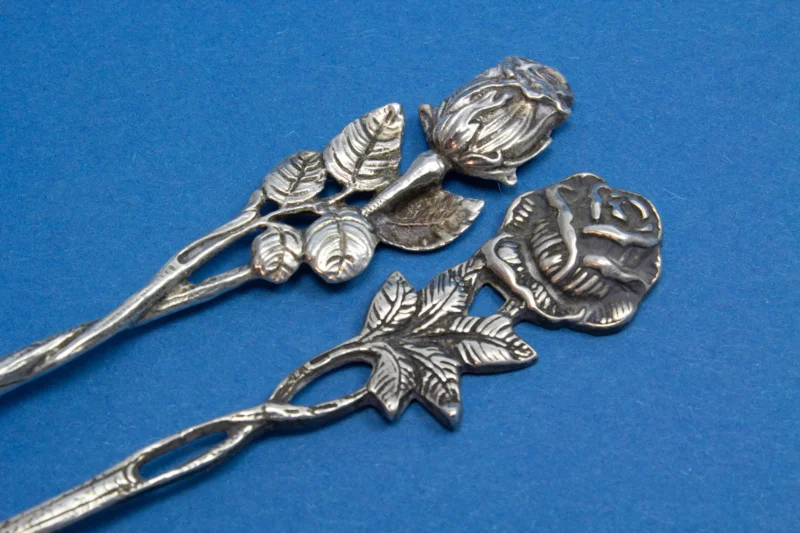 2 Käsespieße aus Silber, Hildesheimer Rose