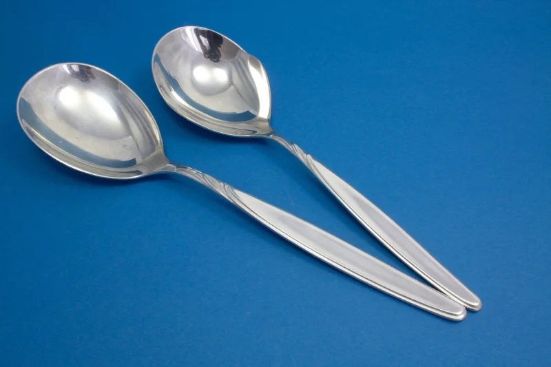 2 Servierlöffel, großer Gemüselöffel mit dem passenden Kartoffellöffel, WMF Rom, versilberte Servierlöffel, Besteckset
