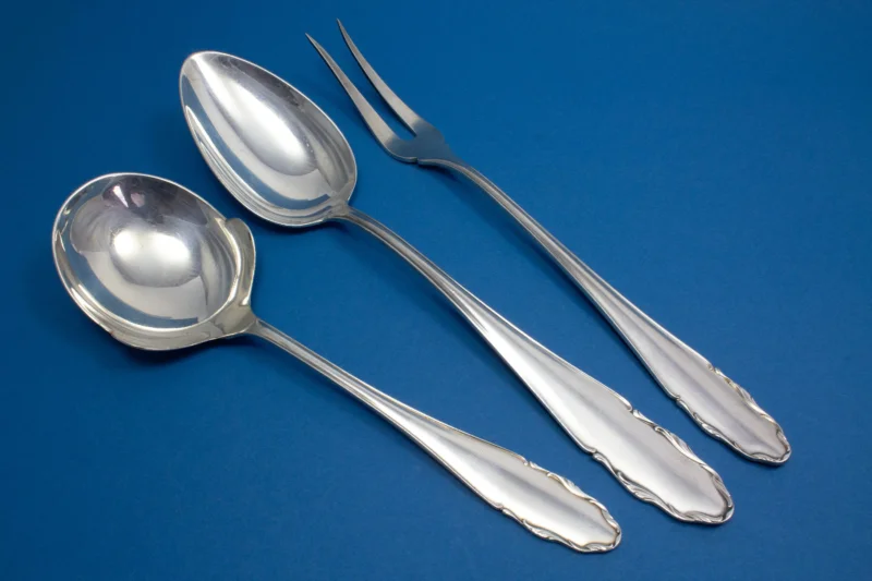 Vorlegebesteck von WMF, Kartoffellöffel, Vorlegegabel und Gemüselöffel, WMF 2200, Servierbesteck