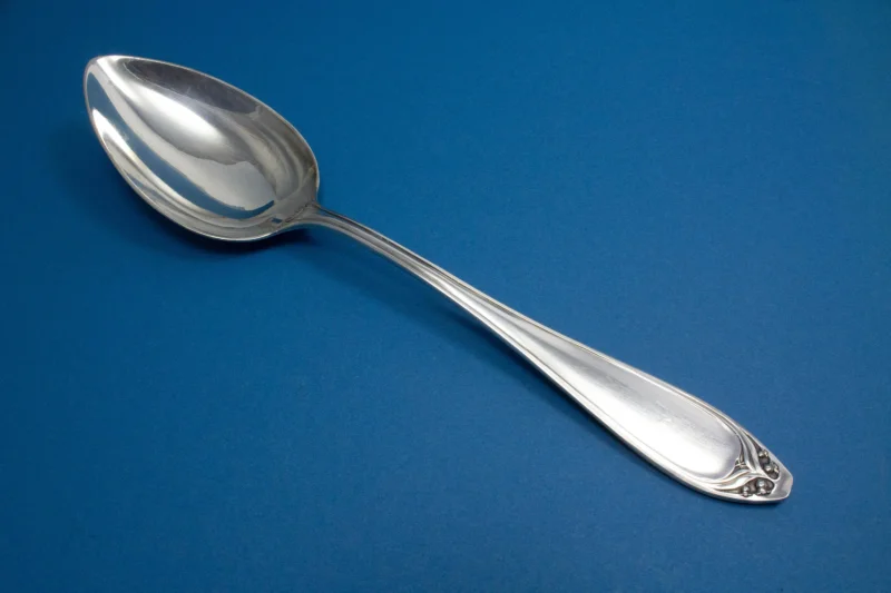 Großer Gemüselöffel von Bruckmann mit Maiglöckchen, Jugendstil