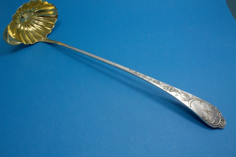 Große antike Kelle im Jugendstil, Punschkelle, Bowlekelle, Suppenkelle, 1910