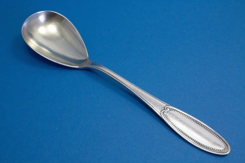 Versilberter Löffel, Kompottlöffel von Wellner, Jugendstil