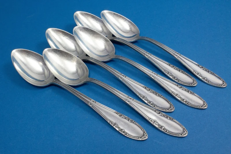 6 versilberte Teelöffel, Jugendstil