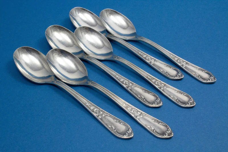 6 silver-plated mocha spoons with rococo pattern