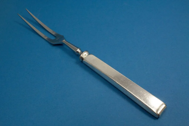 1 versilberte Fleischgabel, WMF 2500 Art Deco
