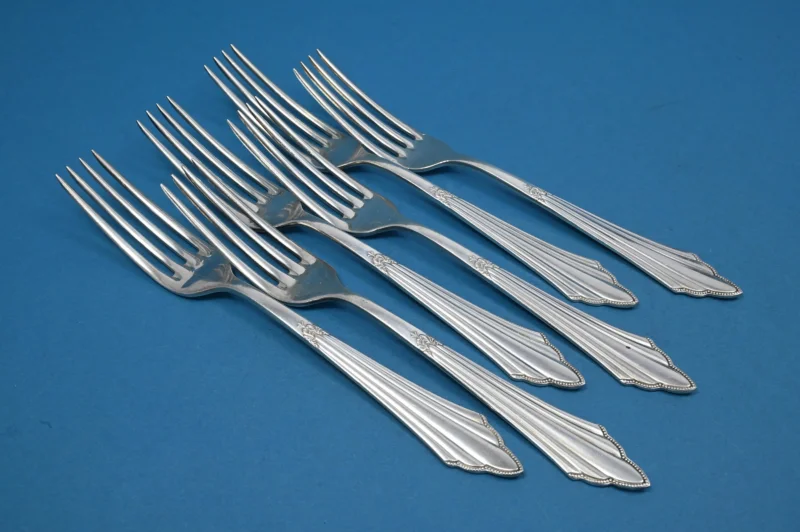 6 versilberte Dessertgabeln, WMF 900 Fächer