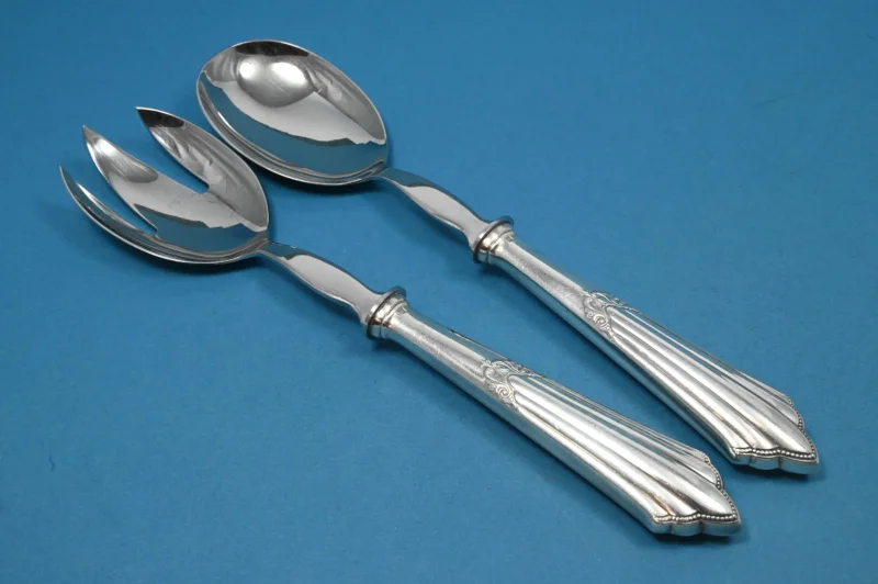 Versilbertes Salatbesteck, WMF 900 Fächer
