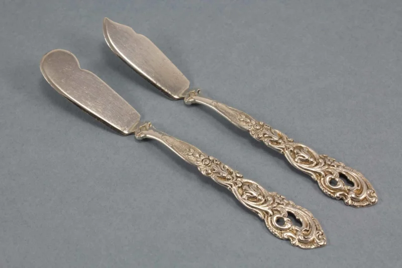 Käsemesser, Buttermesser, Silber 800, Messer, Rosenbesteck - Löffelland