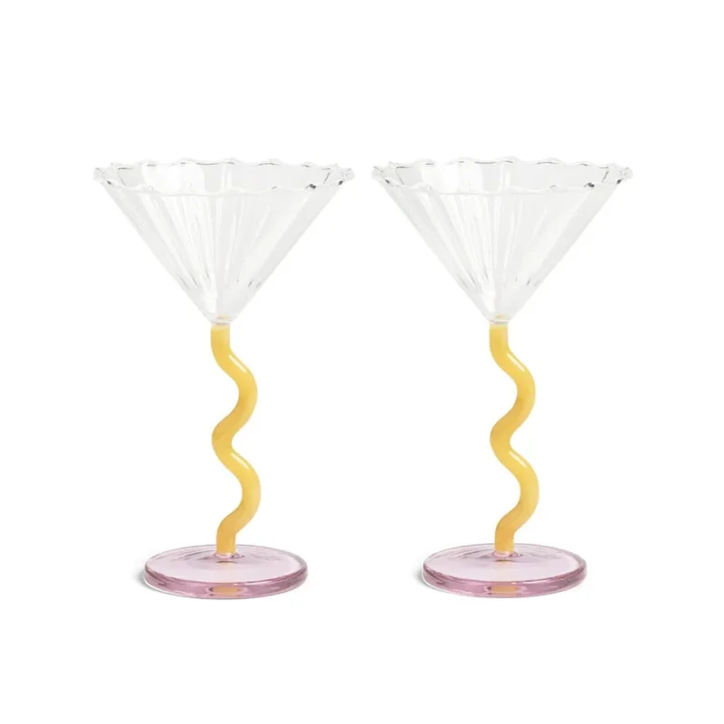 &Klevering - Coupe curve karamel set van 2 Cocktail glazen &Klevering