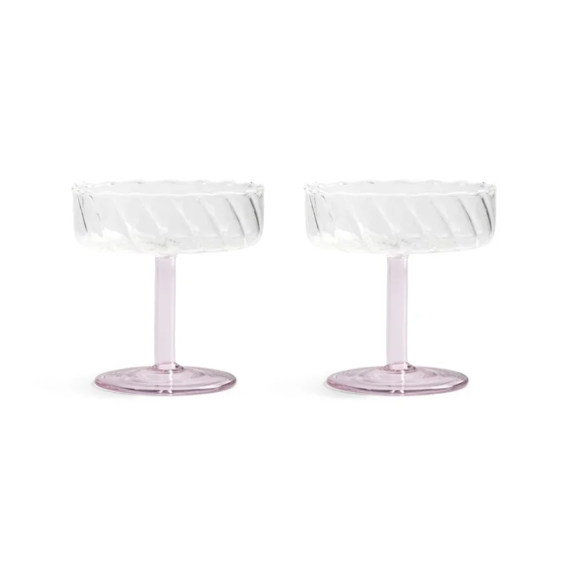 &Klevering - Coupe twirl roze set van 2 Cocktail glazen &Klevering