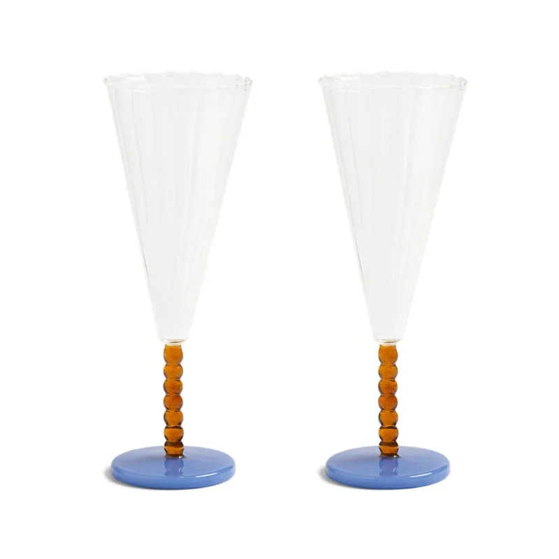 &Klevering - Flute perle amber set van 2 Champagne glazen &Klevering