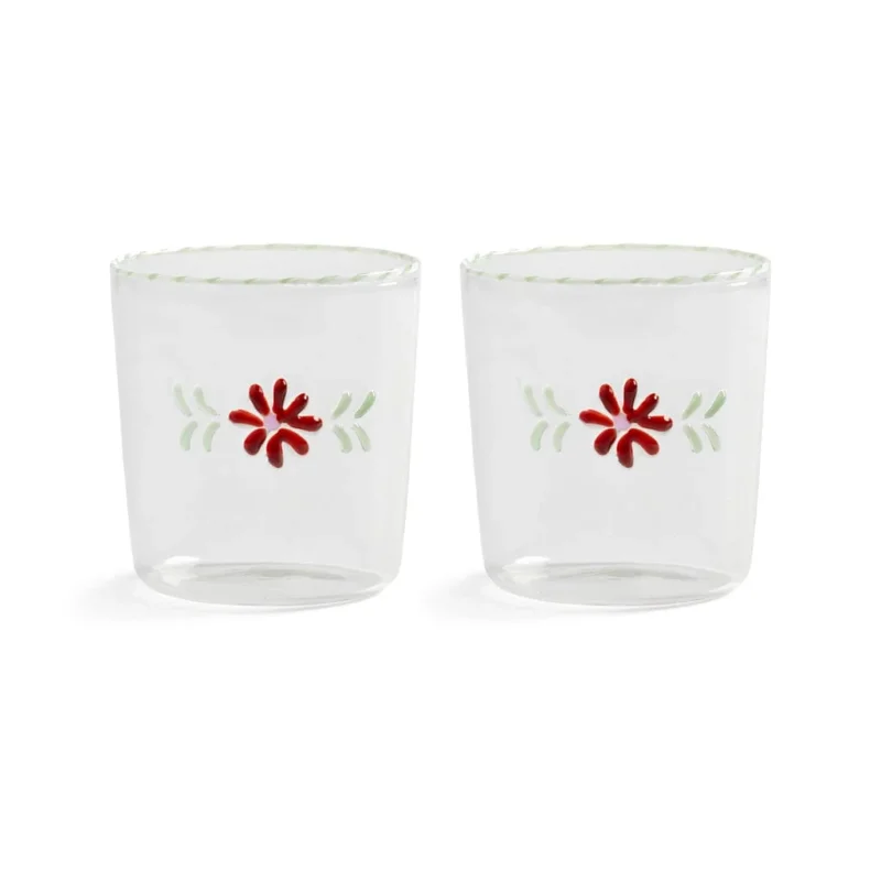 &Klevering - Glas flora rood set van 2 Drinkglazen &Klevering
