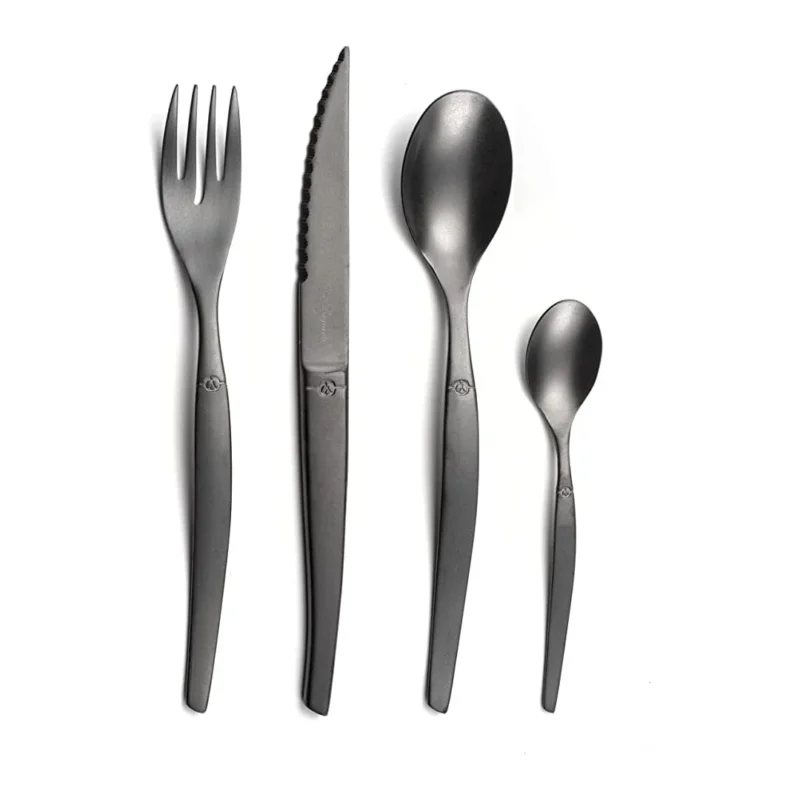 Lou Laguiole - 16-pc cutlery set in craft box - stonewash black PVD Bestekset Lou Laguiole
