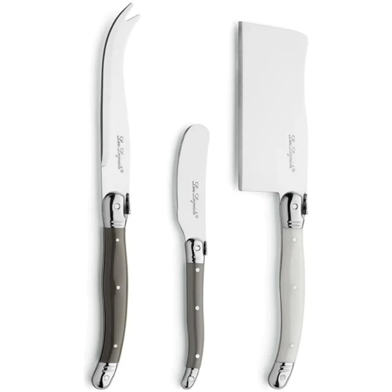 Lou Laguiole - 3-pc cheese set in wooden box - mixed color (pepper/pearl/taupe) Kaasmessen Lou Laguiole