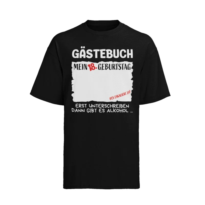 Gästebuch T-Shirt 18 Geburtstag, Gästeliste Shirt - Junge Mädchen