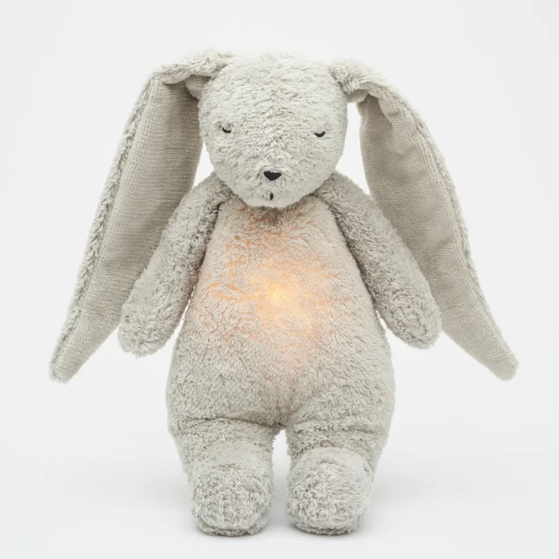 Moonie Einschlafhilfe und Kuscheltier-Hase im Farbton Organic Grau