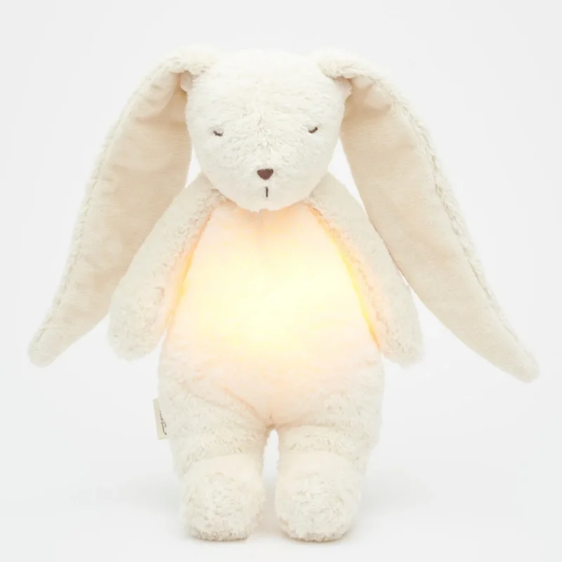 Moonie Einschlafhilfe und Kuscheltier-Hase im Farbton Organic Polarweiss