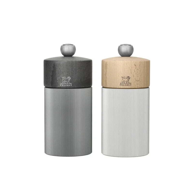 Peugeot - Line Peper- en Zoutmolen set 12 cm Carbon en Aluminium Peper- en Zoutmolen set Peugeot