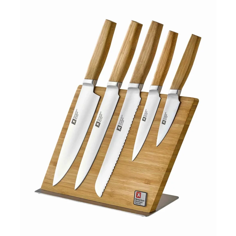 Richardson Sheffield - NOMAD 5 pc magnetic knife block - bamboo Messenset met blok Richardson Sheffield