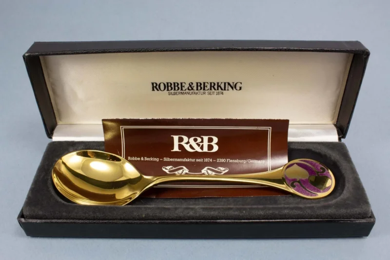 Robbe und Berking Jahreslöffel von 1978, silberner Löffel, 925er Silber, hartvergoldet, Lucia-Löffel - Löffelland