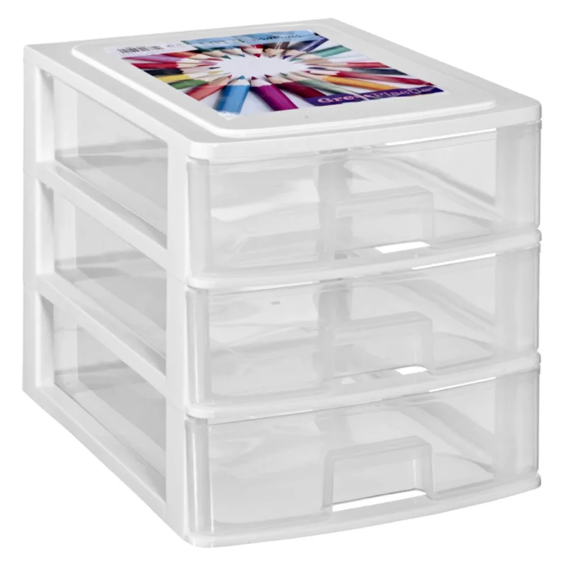 Schubladenbox DIN A4 mit 3 Schubladen 35,5x26,5x26,5 cm