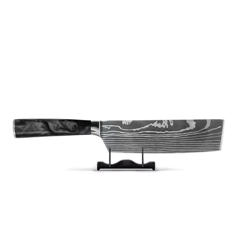 Shinrai Knives - Damascus Print Onyx Epoxy Nakiri mes 18 cm Nakirimes Shinrai Knives