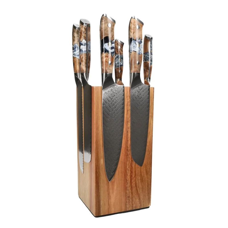 Shinrai Knives - Eclipse 6-delige Messenset + Messenblok Rotate Messenset met blok Shinrai Knives