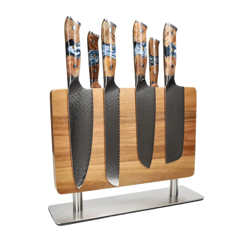 Shinrai Knives - Eclipse 6-delige Messenset + Messenblok Stans Messenset met blok Shinrai Knives