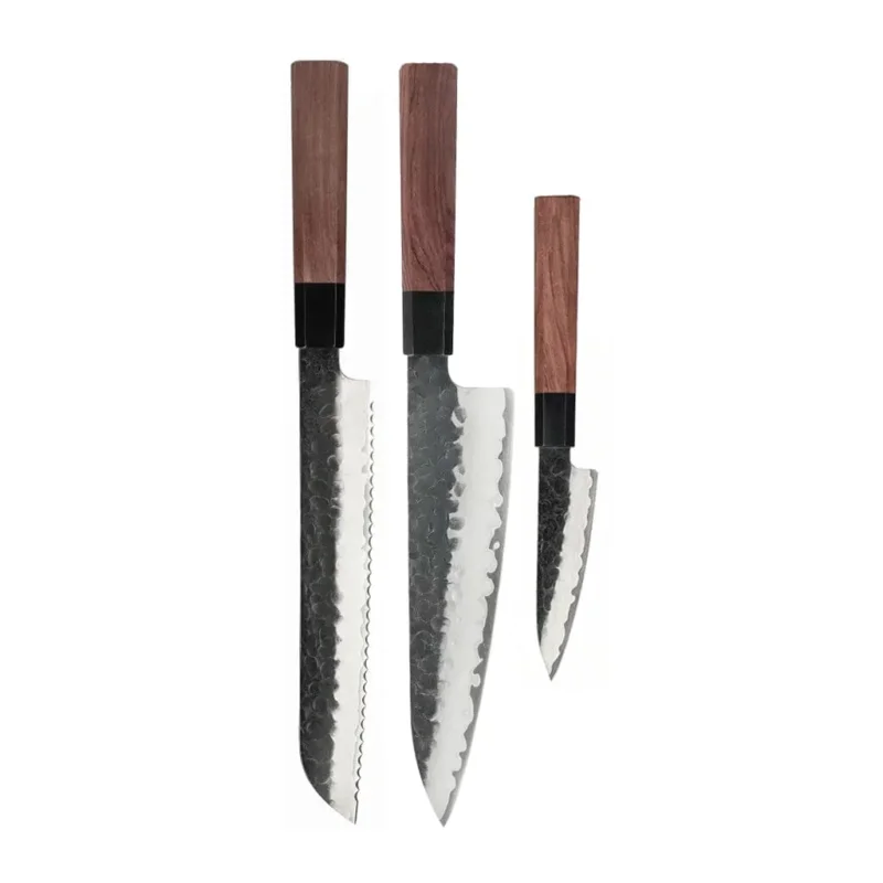 Shinrai Knives - Kurayami 3-delige Damascus Messenset - Koksmes + Broodmes + Schilmes Messenset Shinrai Knives