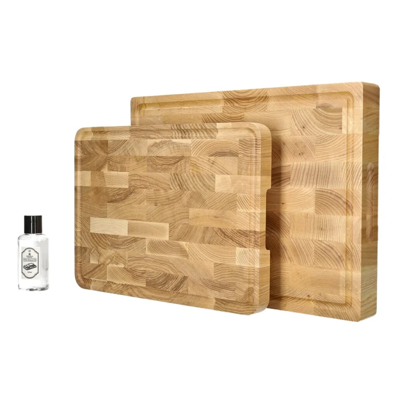 Shinrai Knives - Luxe Snijplank Essenhout - Kopshout - Bundel Houten snijplank Shinrai Knives