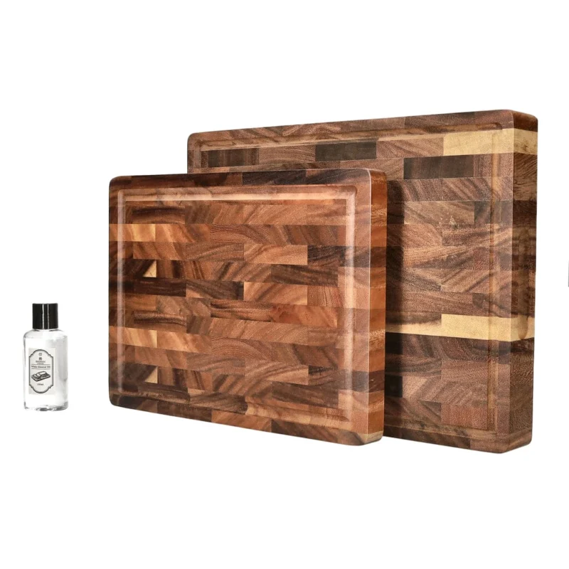 Shinrai Knives - Luxe Snijplank Walnotenhout - Kopshout - Bundel Houten snijplank Shinrai Knives