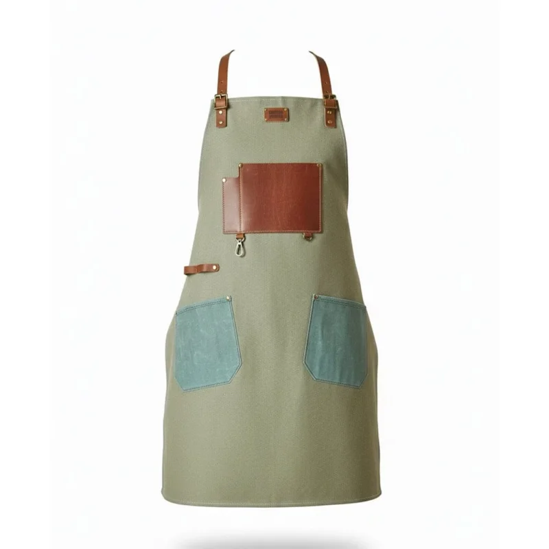Shinrai Knives - Schort Hoogwaardig Canvas & Leer Groen Schort Shinrai Knives