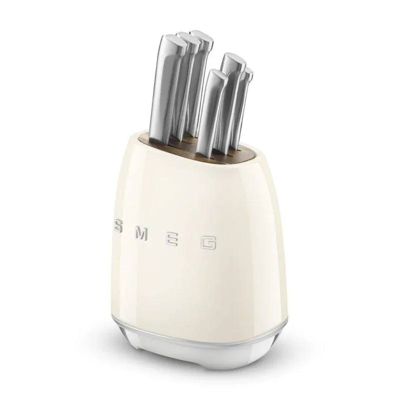 SMEG - Messenblok met 6 messen Creme Messenset met blok Smeg