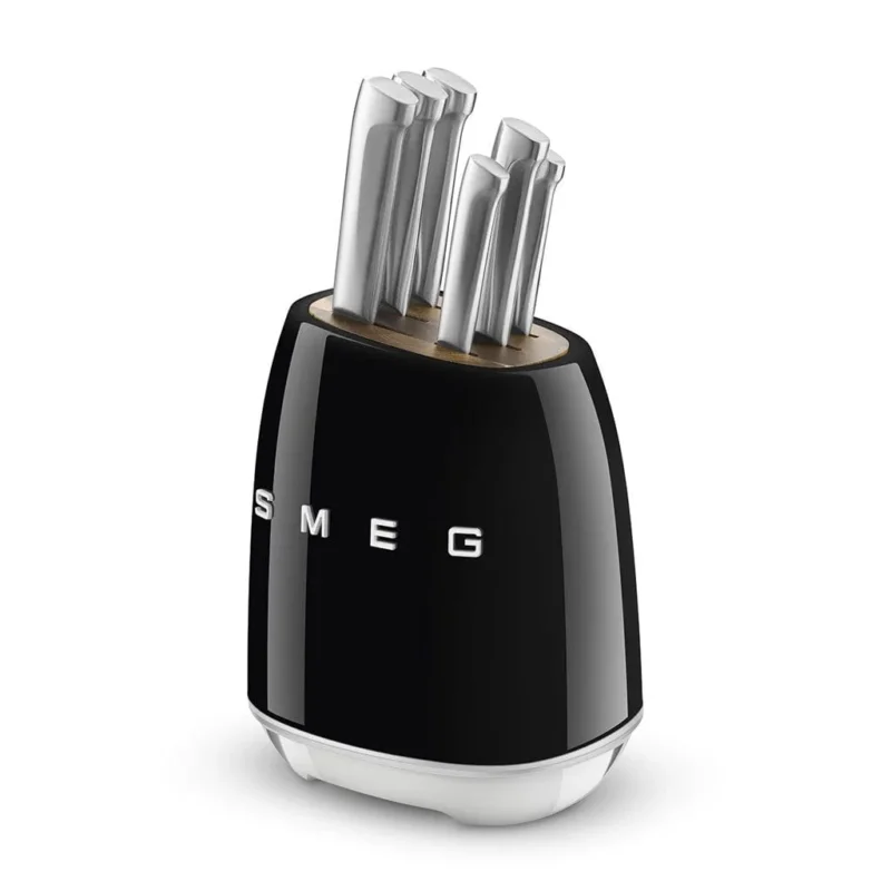 SMEG - Messenblok met 6 messen Zwart Messenset met blok Smeg