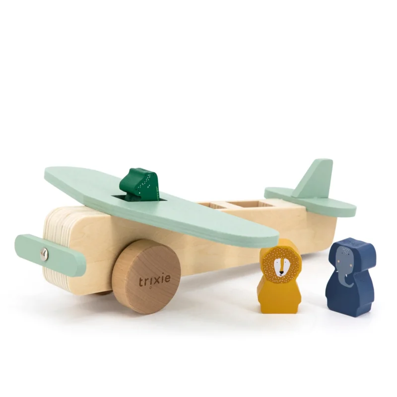 Holzflugzeug von Trixie mit 3 Tieren
