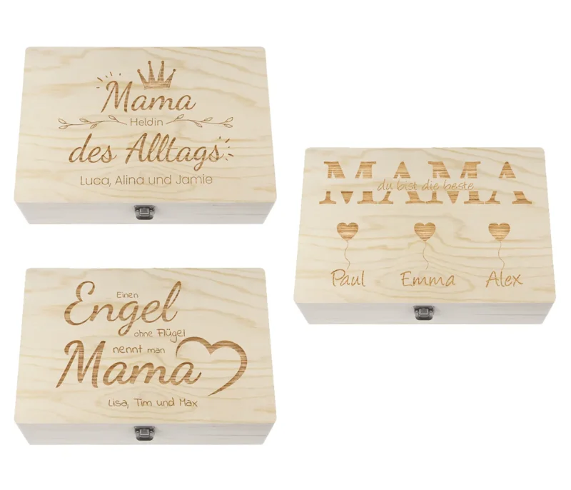 Muttertag Muttertagsgeschenk Holzbox personalisiert Geschenk mit Gravur für Mama Mutter