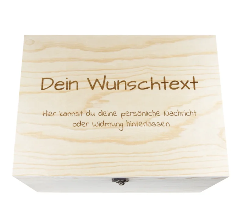 Holzkiste personalisiert mit Gravur Holzbox FSC Natur