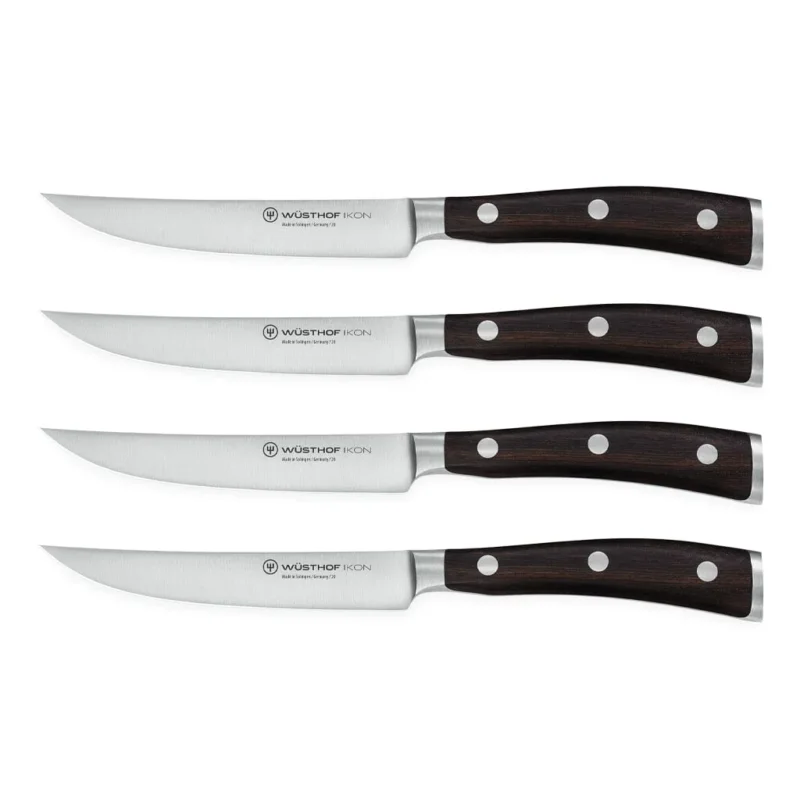 Wusthof - Ikon Steakmessenset 4-delig - Houten handvat Steakmessen Wusthof